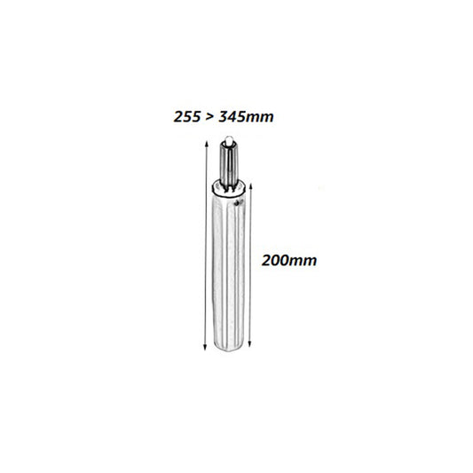 100'lük siyah koltuk amortisörü ölçüleri: 255-345mm uzanabilir, 200mm diametre.