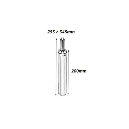100'lük siyah koltuk amortisörü ölçüleri: 255-345mm uzanabilir, 200mm diametre.