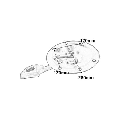 Yuvarlak tabure mekanizması çizimi, ölçüleri 120mm ve 280mm ile gösterilmektedir.